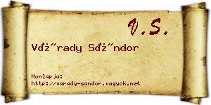 Várady Sándor névjegykártya