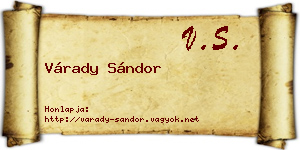 Várady Sándor névjegykártya